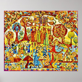 10月うぶな人フォークアートオータムお祝いポスター ポスター