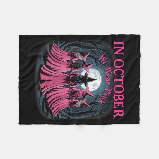 10月には私たちは黒い服を着た魔女のハロウィーンの乳がん フリースブランケット (正面(横))