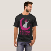 10月にピンクの猫を着て乳がんの啓発活動 Tシャツ (正面フル)