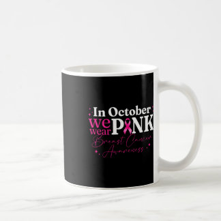 10月にピンクリボンを着けて乳がんの啓発活動を コーヒーマグカップ