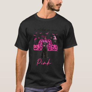 10月にブラックラボ犬の品種We衣服ピンクハロ Tシャツ