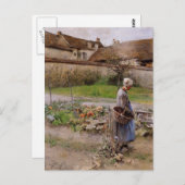 10月に女性を庭に ポストカード (正面/裏面)