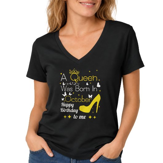 10月に女王様が生まれた – ハッピーバースデー・トゥ・ミー Tシャツ