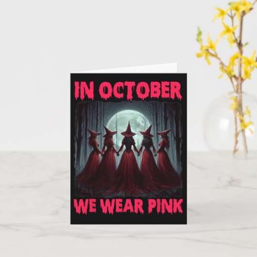 10月に我々はハロウィーンのビーブス乳がん魔女 カード (黄色い花)