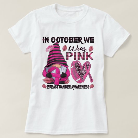 10月に我々は衣服ピンクとサッカーの胸を見る Tシャツ (デザイン正面)