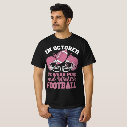 10月に我々は衣服ピンクとサッカーを見る Tシャツ (正面フル)