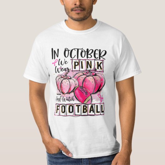 10月に我々は衣服ピンクとサッカーを見る Tシャツ (正面)