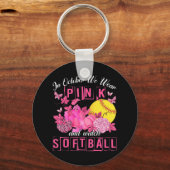 10月に我々は衣服ピンクとソフトボールの胸を見る キーホルダー (正面)
