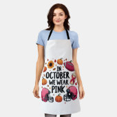 10月に我々は衣服ピンクの乳がんサッカー エプロン (着用した状態)