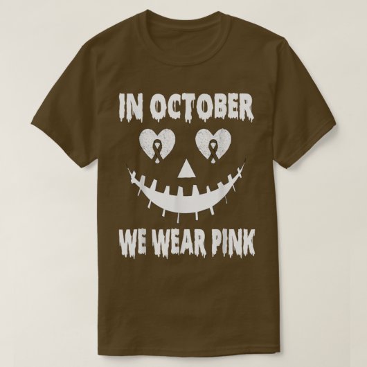 10月に我々は衣服ピンクの乳がんジャックランタン Tシャツ (デザイン正面)