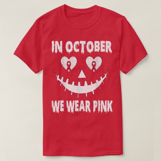 10月に我々は衣服ピンクの乳がんジャックランタン Tシャツ (デザイン正面)