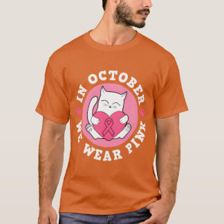 10月に我々は衣服ピンクの乳がん戦士ネコ Tシャツ