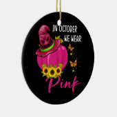 10月に我々は衣服ピンクの乳癌ピンクのカボチャ セラミックオーナメント (右)