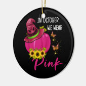 10月に我々は衣服ピンクの乳癌ピンクのカボチャ セラミックオーナメント (左)