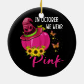 10月に我々は衣服ピンクの乳癌ピンクのカボチャ セラミックオーナメント (裏面)