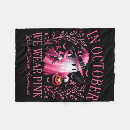 10月に我々は衣服ピンクの幽霊乳癌を認識 フリースブランケット (正面(横))