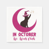 10月に我々は衣服ピンクの猫の乳がん待っている スタンダードカクテルナプキン (正面)