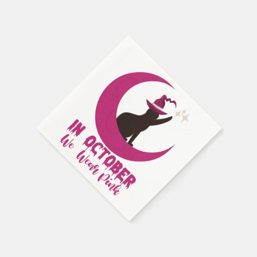 10月に我々は衣服ピンクの猫の乳がん待っている スタンダードカクテルナプキン (角)