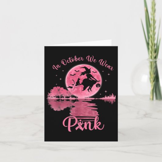 10月に我々は衣服ピンクの魔女の乳がんhallow カード (正面)