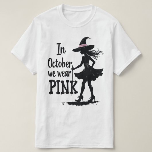 10月に我々は衣服ピンクウィッチハロウィーン Tシャツ (デザイン正面)