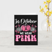 10月に我々は衣服ピンクカボチャ乳がん戦争 カード (黄色い花)