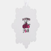 10月に我々は衣服ピンクサンクスギビング乳がん オーナメントカード (右)