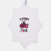 10月に我々は衣服ピンクサンクスギビング乳がん オーナメントカード (左)