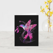 10月に我々は衣服ピンクハミングバード乳癌 カード (黄色い花)