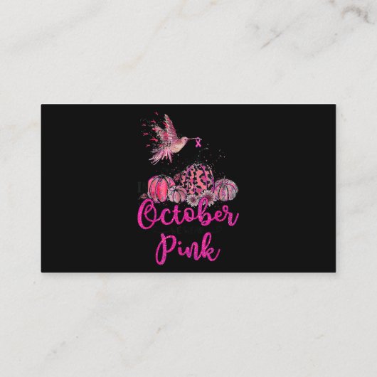10月に我々は衣服ピンクハミングバード乳癌 名刺 (裏面)
