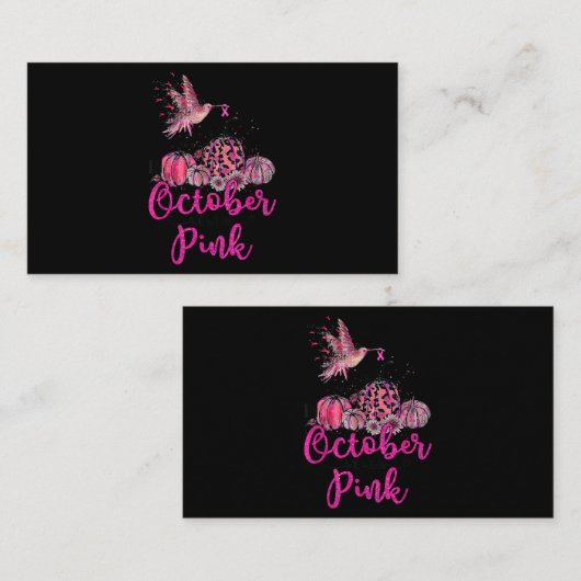 10月に我々は衣服ピンクハミングバード乳癌 名刺 (正面/裏面)