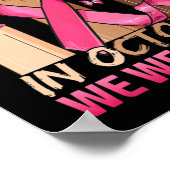 10月に我々は衣服ピンクハンドリボン乳癌 ポスター (角)