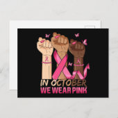 10月に我々は衣服ピンクハンドリボン乳癌 ポストカード (正面/裏面)