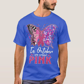 10月に我々は衣服ピンクバタフライ乳癌Aw Tシャツ