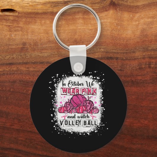 10月に我々は衣服ピンクバレーボール乳がんA キーホルダー (正面)