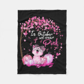 10月に我々は衣服ピンクヒョウ猫乳がん フリースブランケット (正面)