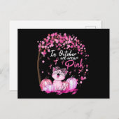 10月に我々は衣服ピンクヒョウ猫乳がん ポストカード (正面/裏面)