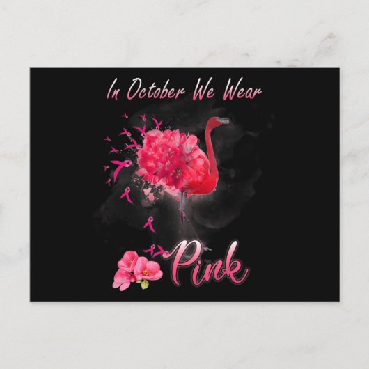 10月に我々は衣服ピンクフラミンゴ乳癌アワ ポストカード (正面)