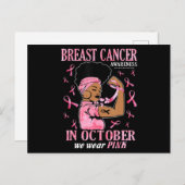 10月に我々は衣服ピンクブラック女性乳がん ポストカード (正面/裏面)