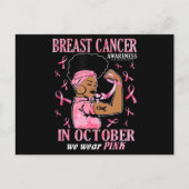10月に我々は衣服ピンクブラック女性乳がん ポストカード (正面)