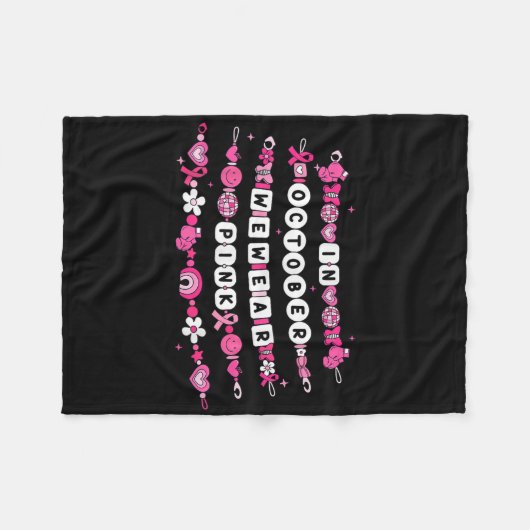 10月に我々は衣服ピンクブレスレット乳癌アワ フリースブランケット (正面(横))