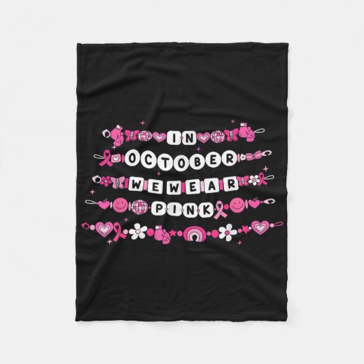 10月に我々は衣服ピンクブレスレット乳癌アワ フリースブランケット (正面)