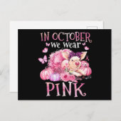 10月に我々は衣服ピンクリボン豚の乳がんA ポストカード (正面/裏面)