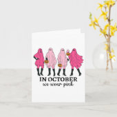 10月に我々は衣服ピンク乳がんおもしろい幽霊 カード (黄色い花)