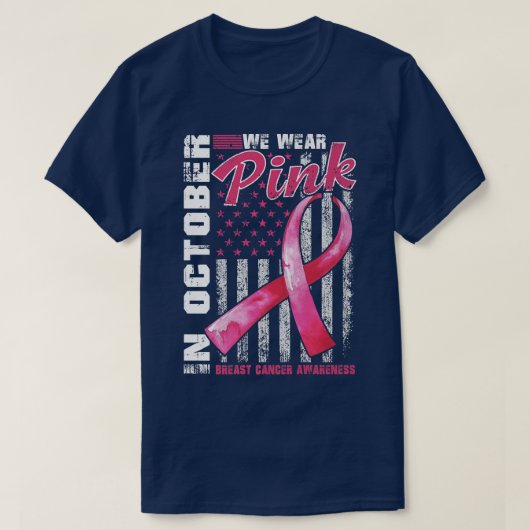 10月に我々は衣服ピンク乳がん認識度米国 Tシャツ (デザイン正面)
