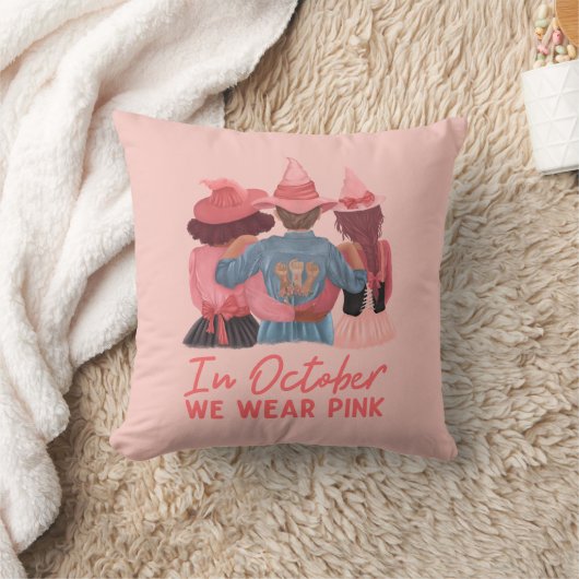 10月に我々は衣服ピンク乳がん認識度 クッション (ブランケット)