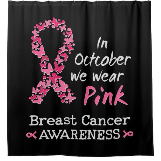 10月に我々は衣服ピンク乳がん認識度 シャワーカーテン (正面)