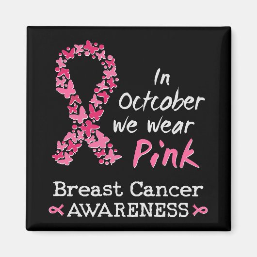 10月に我々は衣服ピンク乳がん認識度 マグネット (正面)