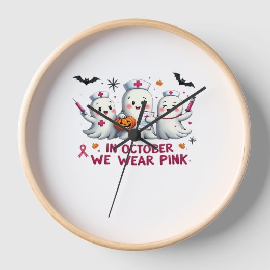 10月に我々は衣服ピンク乳がん認識度Cl 壁時計 (正面)