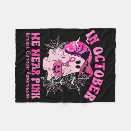 10月に我々は衣服ピンク乳癌の女性幽霊 フリースブランケット (正面(横))