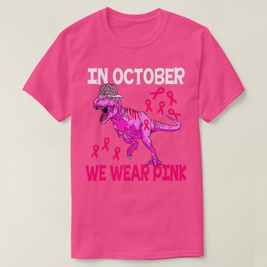 10月に我々は衣服ピンク乳癌トレックスDino Ki Tシャツ (デザイン正面)